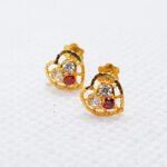 Heartless Ladies Gold Tops White Red Stone TP0232