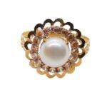 Gold Ring For Ladies with Pearl Stone RJ-LR0008