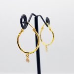 Gold Baliyan For Ladies With White Stone Drop ER000124
